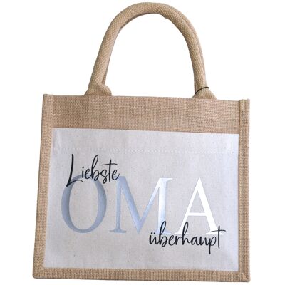 Bolso shopper de yute "dearest grandma ever" grande | regalo de la abuela