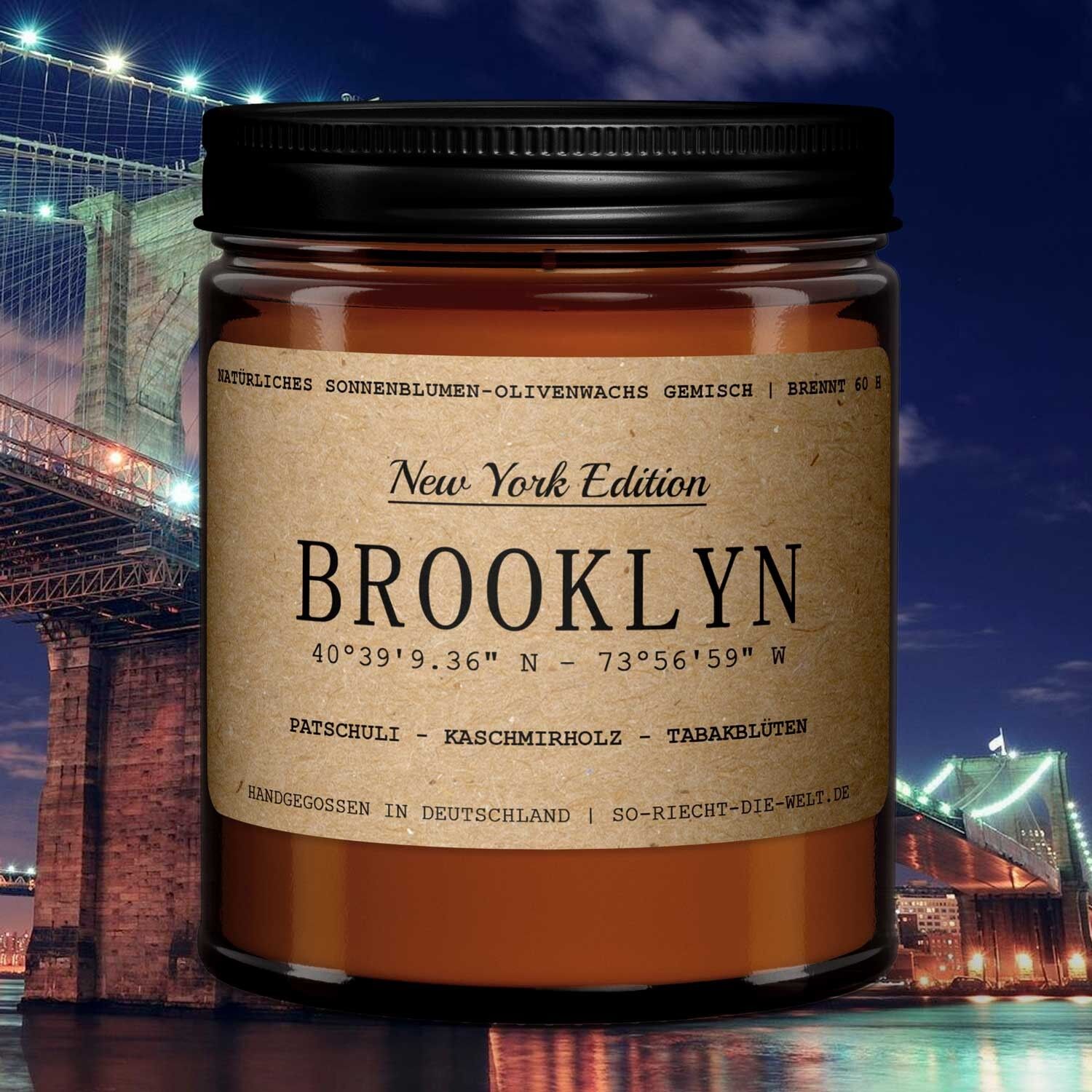 Vela perfumada Brooklyn - Edición Nueva York - Pachulí | madera laminada | flores de tabaco