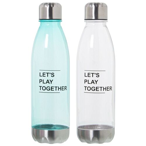 BOTELLA 650ML PS,TAPON ACERO TRANSP./CELESTE SURTIDAS °7X25,5CM, INCLUYE DISPLAY LL560