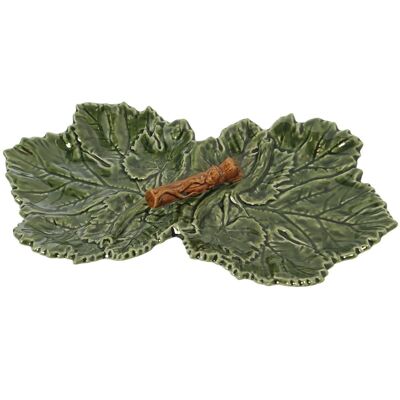 CERAMCA ASSIETTE OUVERTURE FEUILLE DE VIGNE _32X17X4CM LL2161