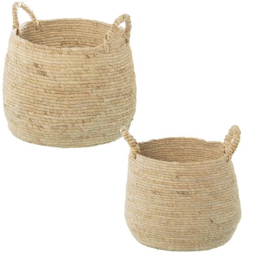 SET 2 CESTOS HOJAS DE MAIZ NATURAL _°26X30CM °29X26CM LL3769