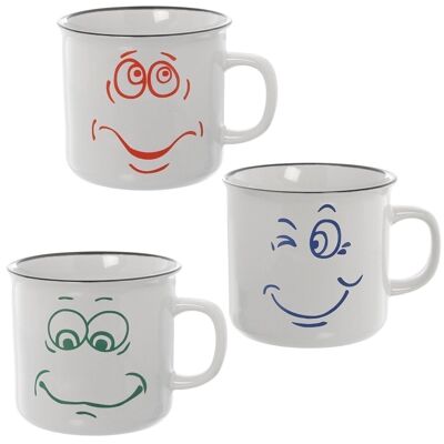 CERAMIC MUG MOCKING FACE WHITE/ASSORTED COLORS °9X11.5X8CM, 275ML ​​LL7304