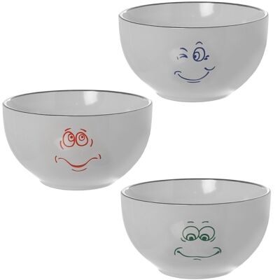 CERAMIC BOWL FACE WHITE/ASSORTED COLOR °SUP.14X7.5CM, 500ML LL7308
