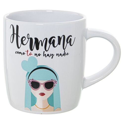 MUG CERÁMICA DECORADO HERMANA °8X12X9,5CM, 375ML LL7385