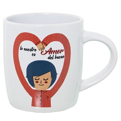 MUG CERÁMICA DECORADO AMOR CHICA °8X12X9,5CM, 375ML LL7391