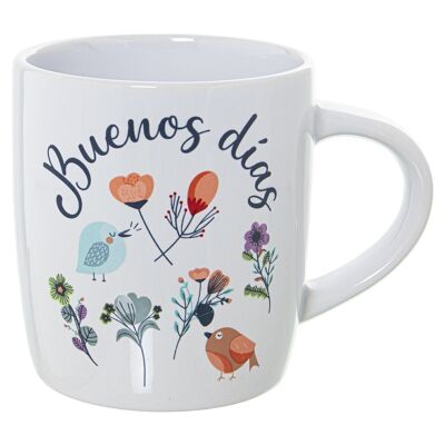 MUG CERÁMICA DECORADO BUENOSDÍAS °8X12X9,5CM, 375ML LL7395