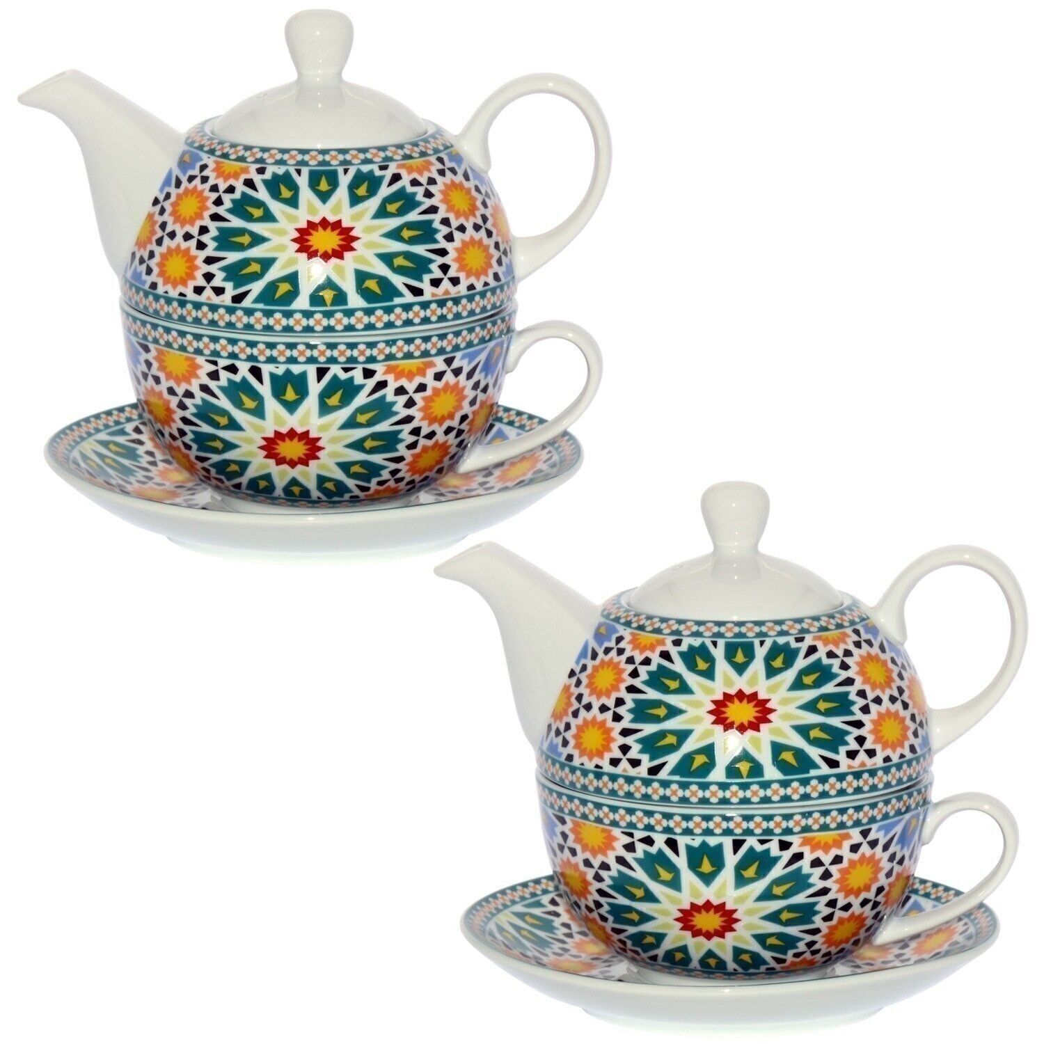 SET 2 PORZELLAN-TEAPET+TASSE+TELLER, TEEKANNE:420ML TASSE:250ML _TEEKANNE:°11X12CM, TASSE:°11X5CM LL9080