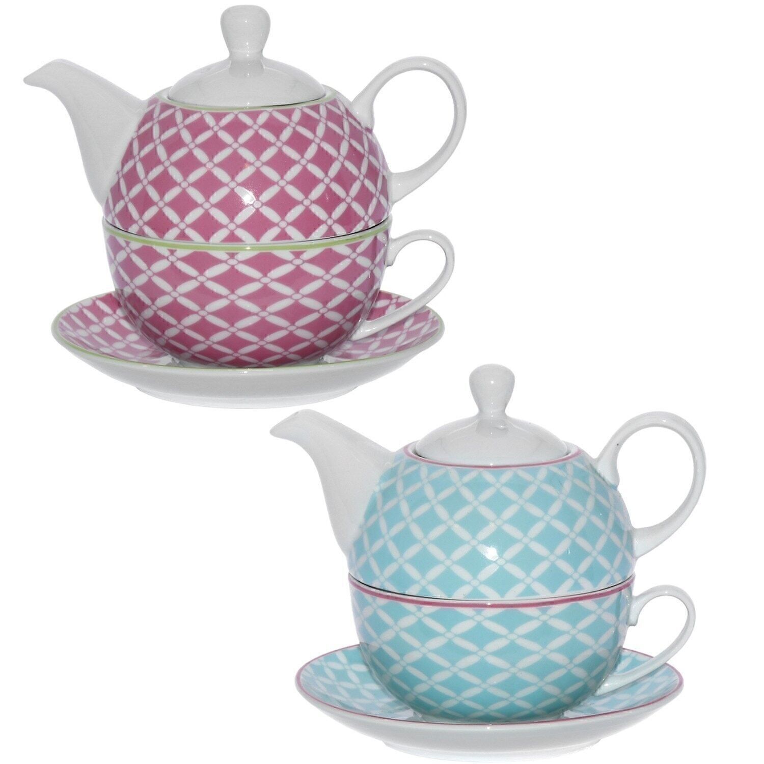 SET 2 PORZELLAN-TEAPET+TASSE+TELLER, TEEKANNE:420ML TASSE:250ML _TEEKANNE:°11X12CM, TASSE:°11X5CM LL9087