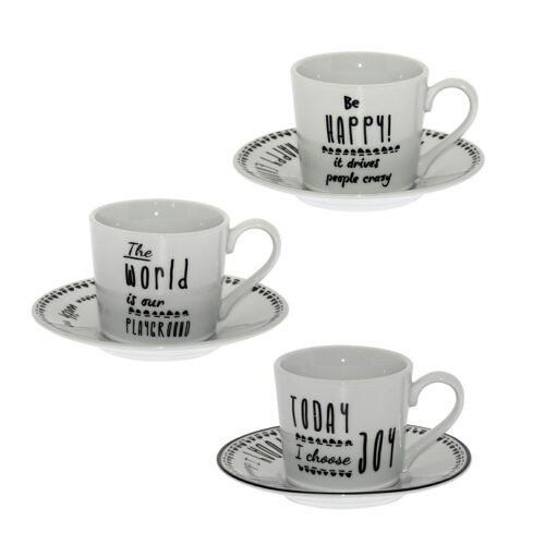 SET 6 TAZAS CAF C/PLATO PORCELANA _TAZA:6X5CM, PLATO:11CM LL9120