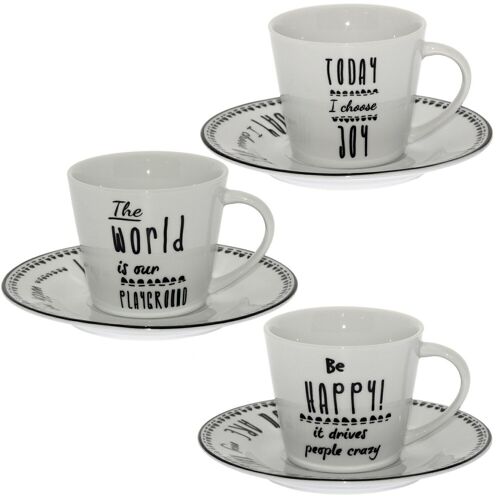 SET 6 TAZAS TÉ C/PLATO PORCELANA TAZA:°9X7,5CM, PLATO:°14CM LL9121