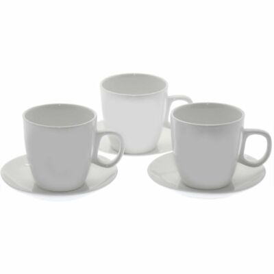 SET AUS 6 KERAMIK-TEETASSEN MIT TELLER IN GESCHENKBOX _TASSE:7,5X7,5CM, TELLER:°12CM LL9521