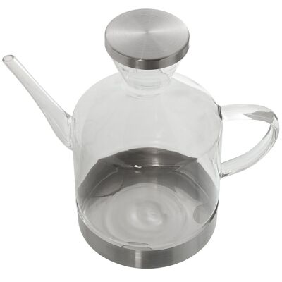 GLASS OIL CONTAINER WITH BASE AND STEEL LID 1000 ML. _19.5X11X19CM LL10071