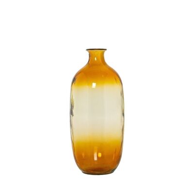 VASE VERRE RECYCLÉ 31CM BOUTEILLE ORANGE BICOLORE °13X31CM LL11003