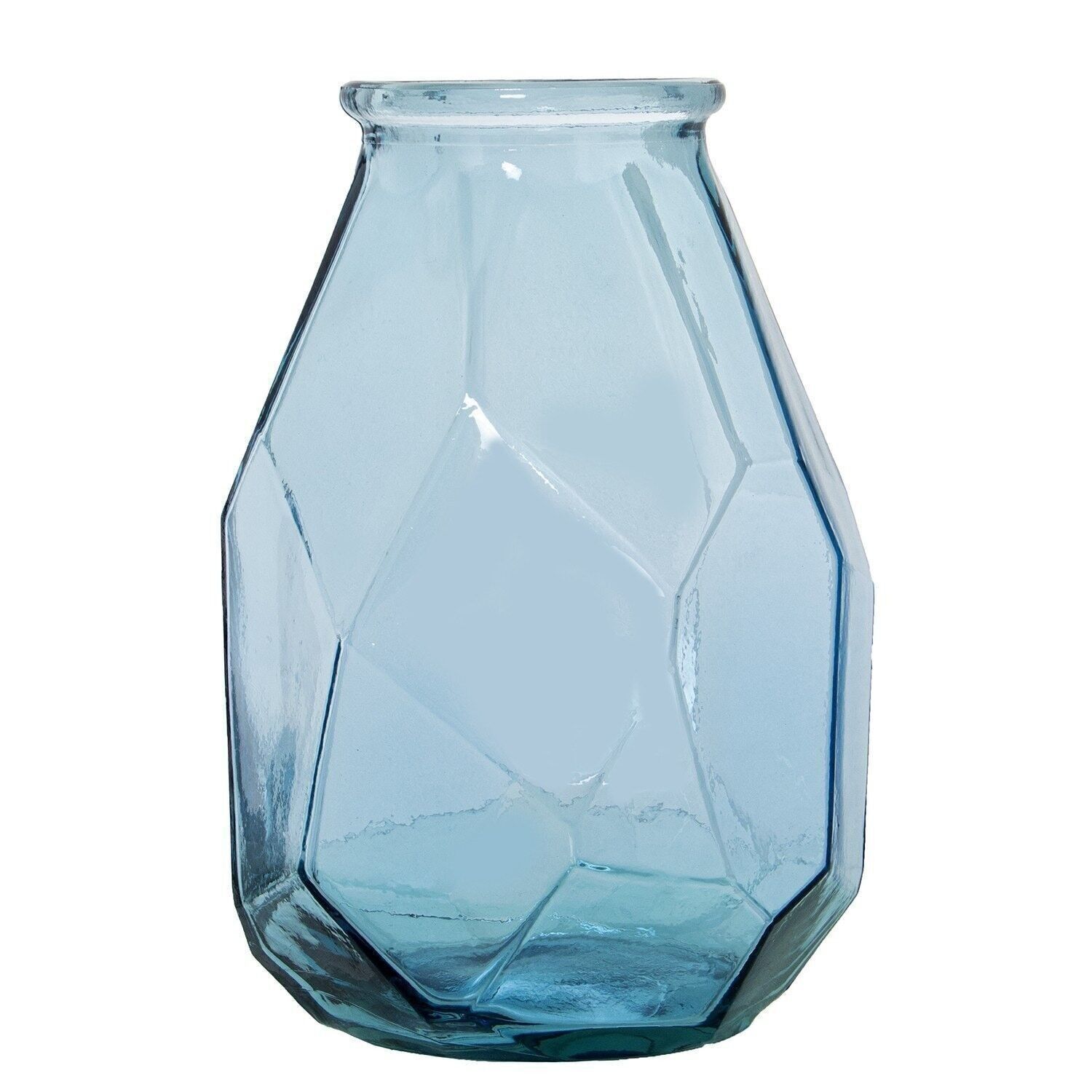 VASE AUS RECYCELTEM GLAS 35CMHELLBLAU 21X22X35CM LL11013