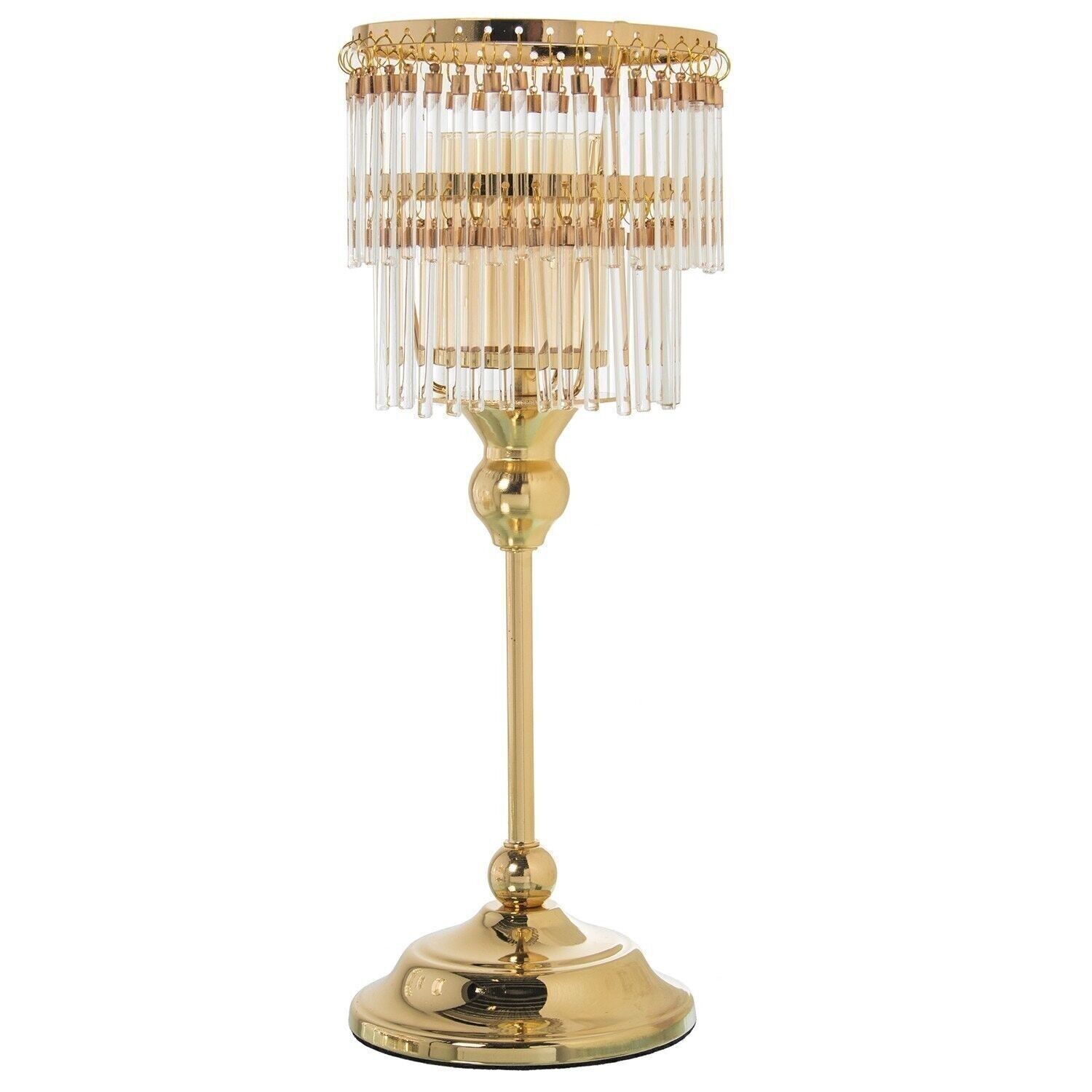 KERZENHALTER GOLD METALL TRANSPARENTES GLAS °12X35CM, MATTE: EISEN+GLAS LL11442