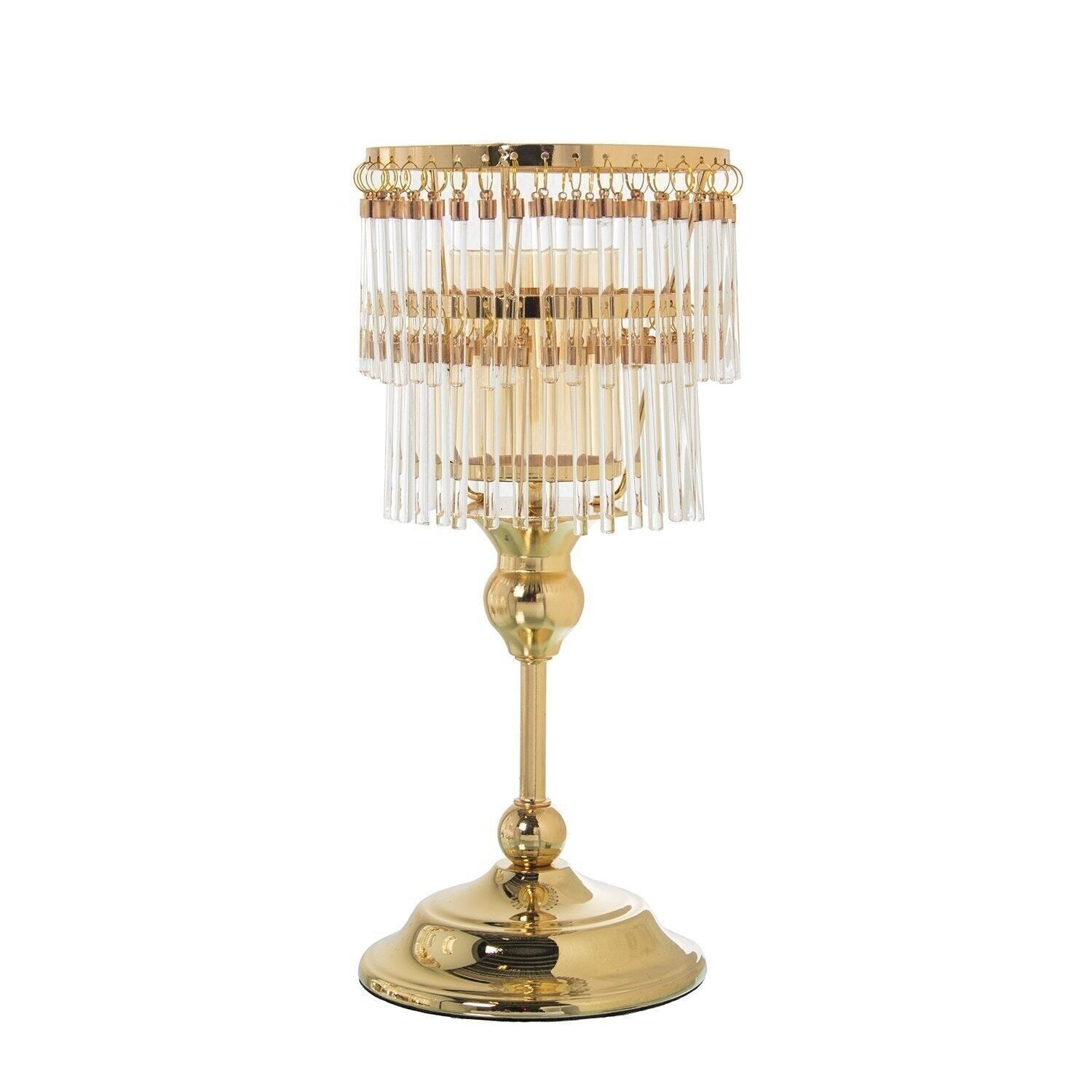 KERZENHALTER GOLD METALL TRANSPARENTES GLAS °12X30CM, MATTE: EISEN+GLAS LL11443