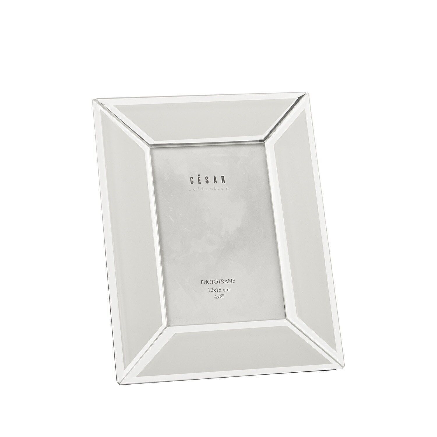 FOTOHALTER AUS WEISSEM GLAS/SPIEGEL 10X15CM LL11590