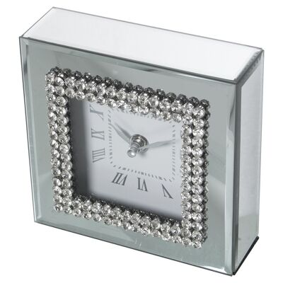 MIRROR TABLE CLOCK WITH DIAMONDS 15X5X15CM, BATTERY: 1XAA NOT INCLUDED LL11673