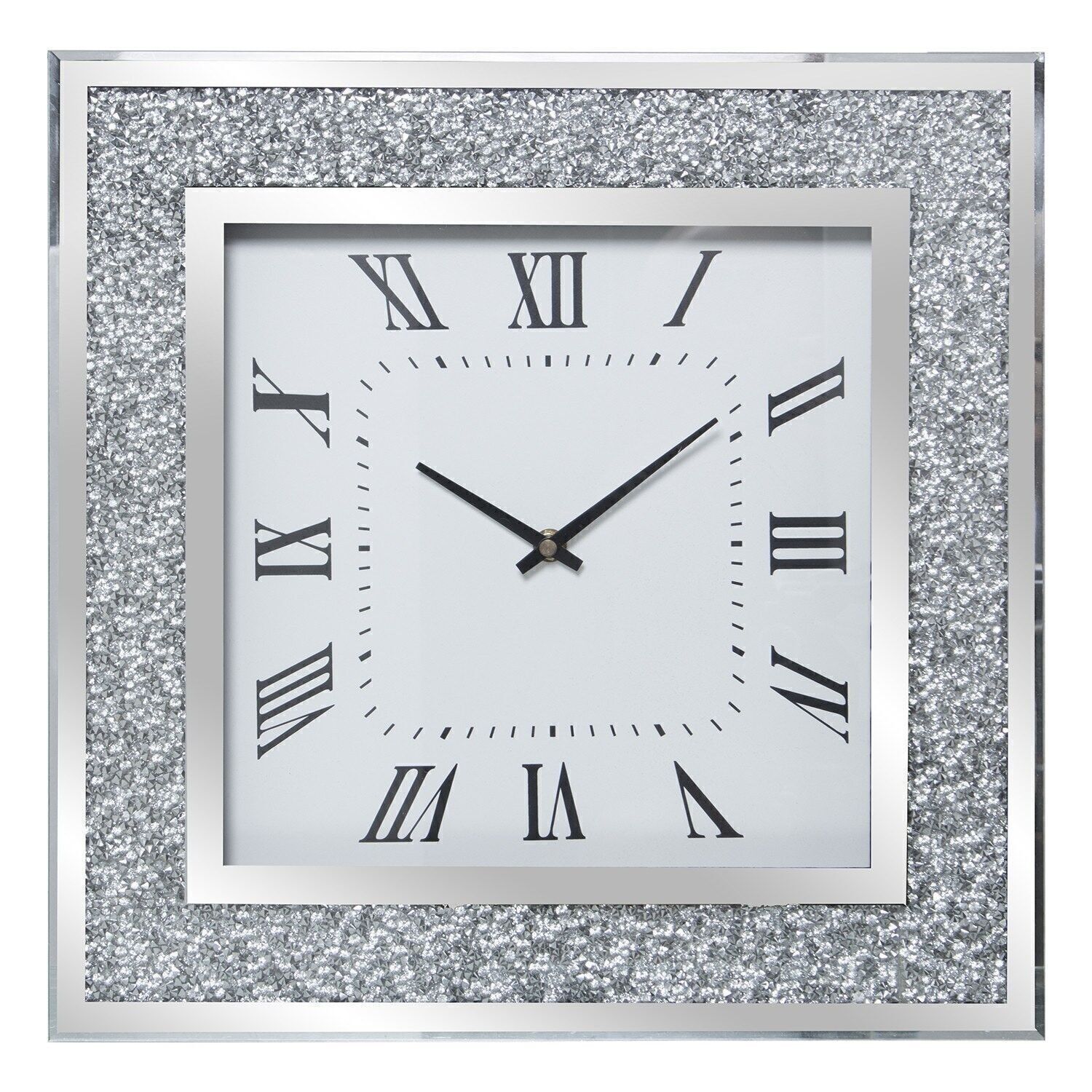 SPIEGELWANDUHR MIT DIAMANTEN 40X40CM 40X4,5X40CM, BATTERIE: 1XAA NO INC LL11703