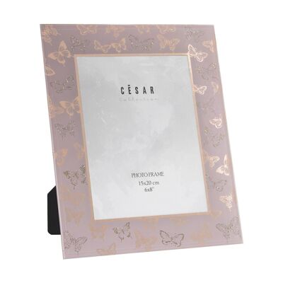 PHOTO FRAME 15X20CM PINK/GOLD GLASS EXT:23X28CM LL11710