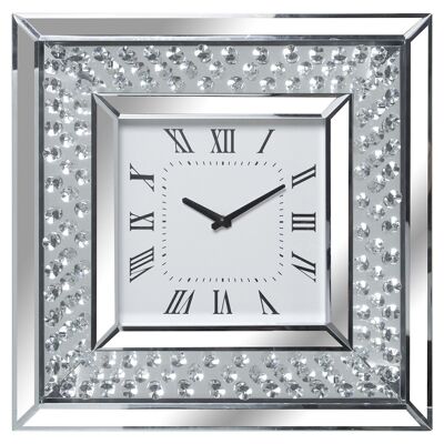 SPIEGELWANDUHR MIT DIAMANTEN 40X40CM 40X4,5X40CM, BATTERIE: 1XAA NO INC LL11720