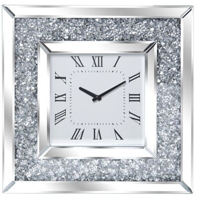 RELOJ PARED ESPEJO C/BRILLANTES 40X40CM 40X4,5X40CM, PILA:1XAA NO INC LL11721