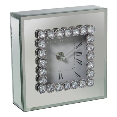 CRYSTAL/MIRROR TABLE CLOCK 15X5X15CM, BATTERY: 1XAA NOT INCLUDED LL11725