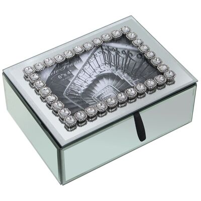 GLASS/MIRROR JEWELRY BOX 20X15X7CM LL11726