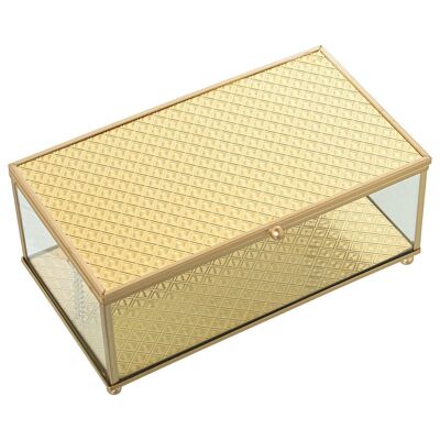 JOYERO CRISTAL/METAL DORADO 21X13X9CM LL11730