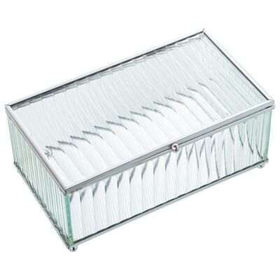 BOITE A BIJOUX VERRE/METAL ARGENT EXT:21X13X9CM LL11735