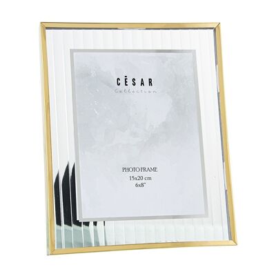 PHOTO FRAME 15X20CM GLASS W/GOLDEN METAL EDGE EXT:22X27CM LL11737