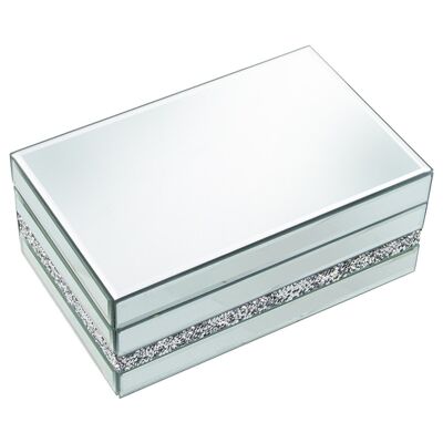 MIRROR GLASS JEWELRY BOX WITH DIAMONDS 22X14X9CM LL11748