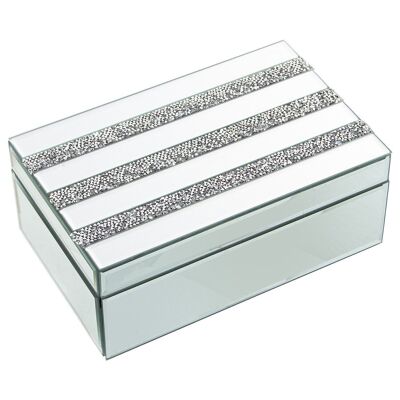 MIRROR GLASS JEWELRY BOX WITH DIAMONDS 22X14X9CM LL11750
