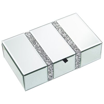 MIRROR GLASS JEWELRY BOX WITH DIAMONDS 21X13X6CM LL11751