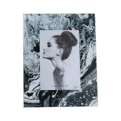 PHOTO FRAME 10X15CM BLACK/WHITE GLASS STAINS EXT:18X23CM, THICKNESS:1CM LL12532