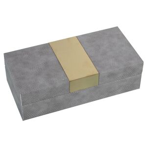 BOITE A BIJOUX BOIS/CUIR GRIS/OR 25X12X7.5CM LL12547