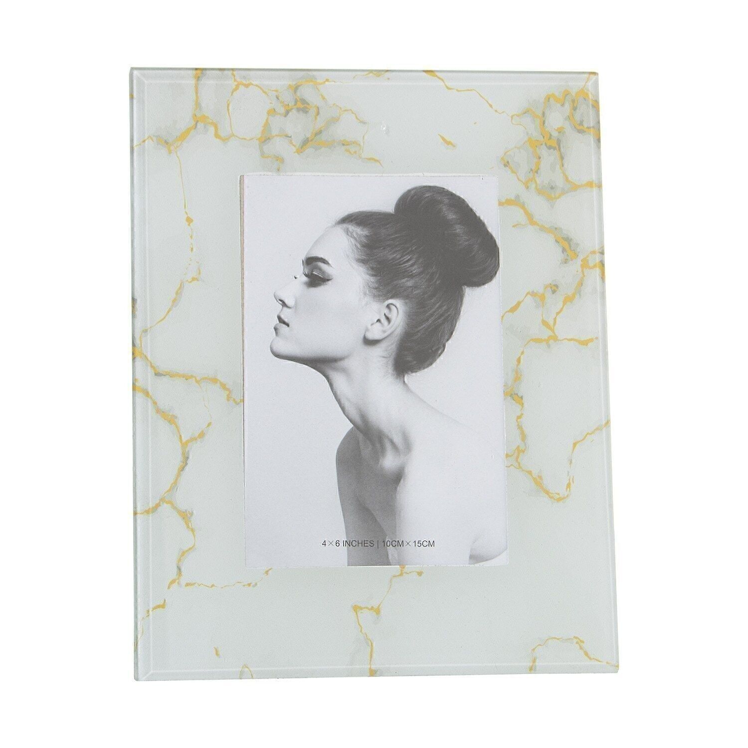 FOTOHALTER 10X15CM DEKO-GLAS. WEISSER MARMOR AUSSEN:18X23X1CM LL12549