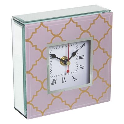 CRYSTAL/PINK WOOD/GOLD TABLE CLOCK 145X4.5X14CM,1XAA NOT INCLUDED LL12567