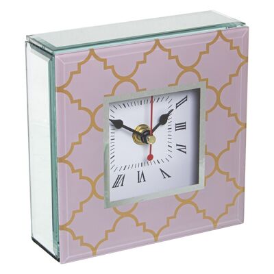 RELOJ SOBREMESA CRISTAL/MADERAROSA/DORADO 145X4,5X14CM,1XAA NO INCLU LL12567