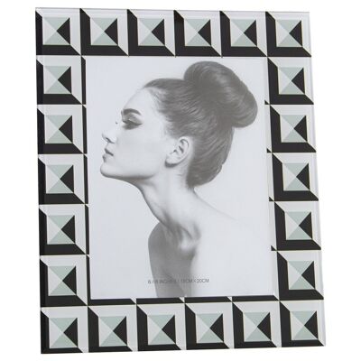 CADRE PHOTO 15X20CM BLANC/VERRE NOIR EXT:23X28X1CM LL12577