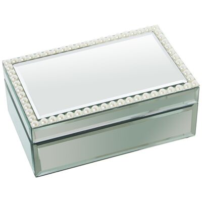 GLASS/WOOD MIRROR JEWELRY BOX 21X13X9CM LL12582