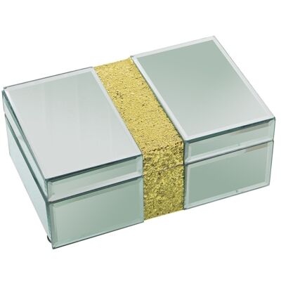 GLASS/WOOD MIRROR JEWELRY BOX 21X13X9CM LL12584