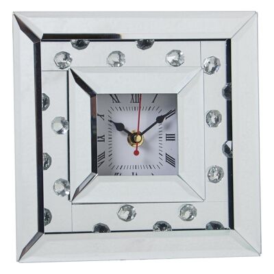 RELOJ SOBREMESA CRISTAL/MADERAESPEJO 20X5X20CM, 1XAA NO INCLUIDA LL12587