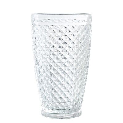HIGH TRANSPARENT GLASS GLASS400 ML DECO. DIAMOND °8.5X15CM, DISHWASHER SUITABLE LL14959