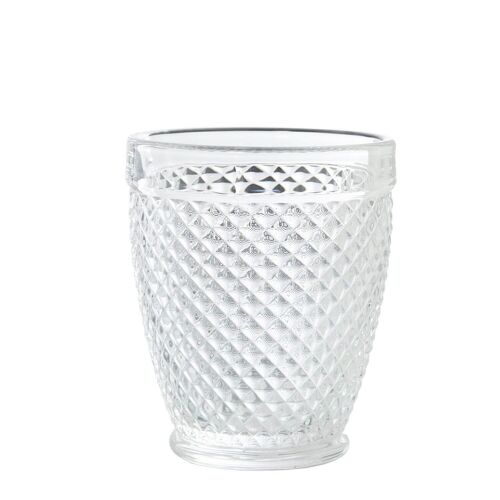 VASO BAJO CRISTAL TRANSPARENTE300ML DECO. DIAMANTE °9X10,5CM, APTO LAVAVAJILLAS LL14960