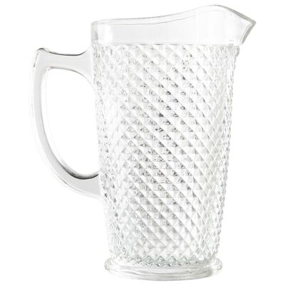 TRANSPARENT GLASS JUG 1.5L -DIAMOND- 19.5X12.5X23CM, DISHWASHER SUITABLE LL14961