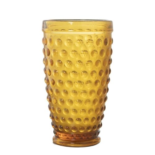 VASO ALTO CRISTAL MOSTAZA 400-ML --ESFERAS--- °8,5X15CM, APTO LAVAVAJILLAS LL14979