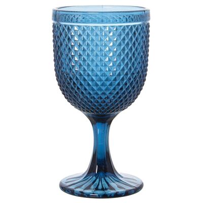 TAZZA CRISTALLO BLU 300ML DECO.DIAMANTE _°9X16,5CM, LAVABILE IN LAVASTOVIGLIE LL15014