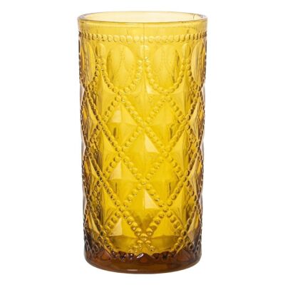 VASO ALTO CRISTAL MOSTAZA 400ML °7,5X14CM, APTO LAVAVAJILLAS LL15018