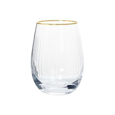 TRANSPARENT GLASS GLASS 400ML CARVED WITH GOLD EDGE _°8.5X11.5CM DISHWASHER SUITABLE LL15024